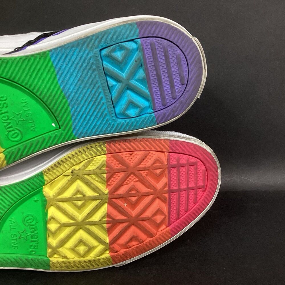 Converse CTAS High Pride Lightning Bolt Women's 8/Men's 6 White Rainbow 165715C - Picture 10 of 11